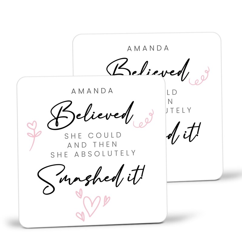 New job Gift - She Believed She Could and Absolutely Smashed It Personalised Leaving Coaster for a co-worker congratulations new job coaster - Single Coaster
