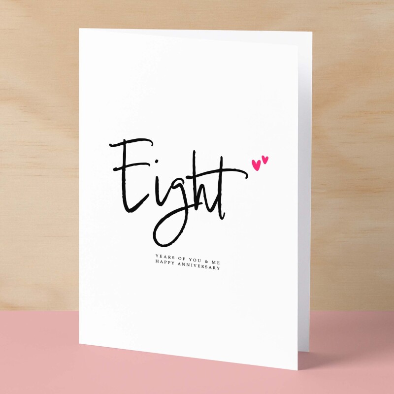 Eight Year Anniversary Card For Husband 8 Year Anniversary Card Boyfriend or Girlfriend Wedding Anniversary Card For Wife - Small (4x6) / Blank Message