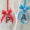 Personalised Bauble,Cystal Filled Bauble,Glitter Initial Tree Decor,Snow Bauble - Artificial snow