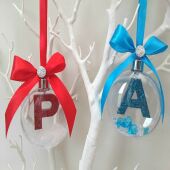 Personalised Bauble,Cystal Filled Bauble,Glitter Initial Tree Decor,Snow Bauble