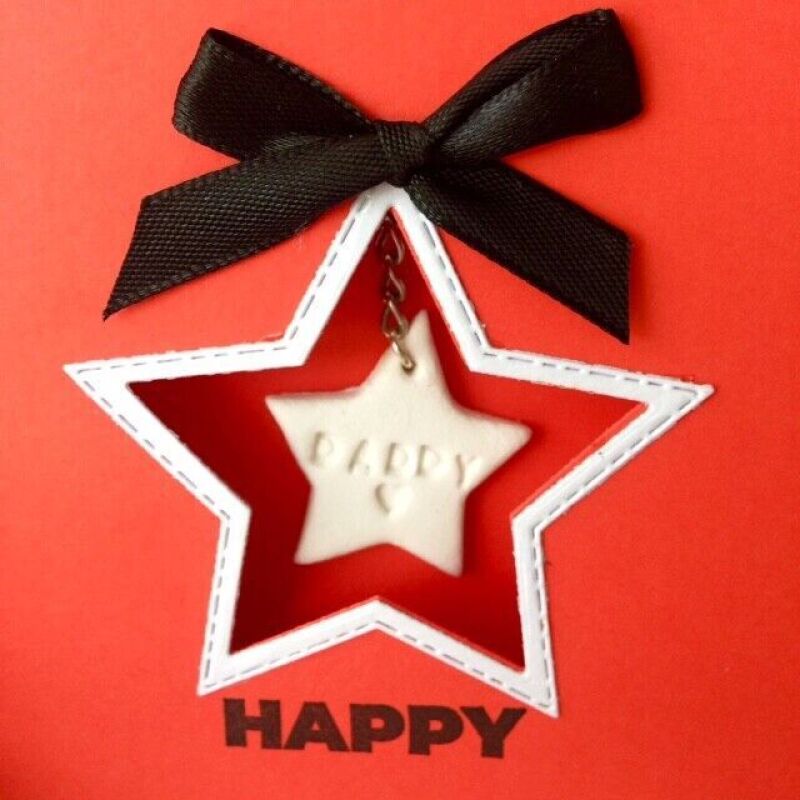 Handmade Fathers Day Card, Daddy Keyring Card, Fathers Day Star Card - Blank inside