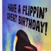 Have a flippin' great birthday penguin in clothes rainbow birthday card for children, niece, nephew (Animalyser) (Size A6/A5/A4/Square 6x6") - A6: Single card