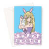 Happy Easter Card - Cute Anime Girl And Bunny - A5 Portrait - 1 Card