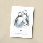 Anniversary or Valentine's Card for Her or Him Anniversary Card for Wife Valentines Day Card For Husband Boyfriend or Girlfriend Puffin Card