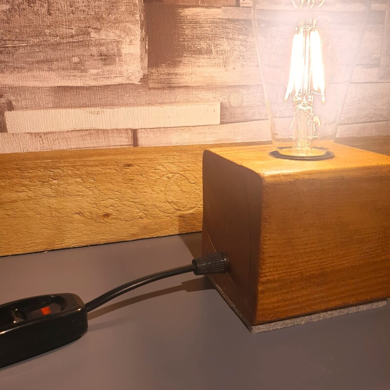 Buy2get3rd free - Small - Rustic Industrial Lamp Inset - Reclaimed Wood - Quirky Square Rectangle - Desk Lamp Table Lamp - Bedside Lamp - Man/She Cave - Handmade