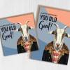 Happy birthday you old goat funny goat in clothes birthday card for old person, old lady, old man (Animalyser) (Size A6/A5/A4/Square 6x6") - A6: Single card