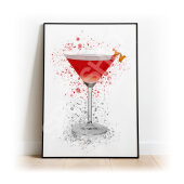 COSMOPOLTIAN  Splatter Art Print, High Gloss Print, Splash Art, Home Decor, Bar Custom Drink Art Cocktails