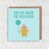 Kiss me under the mistletoad toad, mistletoe Christmas, Holidays, Xmas, festive card for wife, husband, partner (Size A6/A5/A4/Square 6x6") - A6: Single card