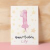 Personalised 1st Birthday Card For Girl Custom Name Card For Girl First Birthday Card For Baby Card for Baby Girl Custom 1st Birthday - Small (4x6) / Blank Message