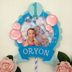 Unofficial Ms Rachel Inspired 3D Blue Topper, Personalised Ms Rachel Cake Topper - Blue - without light