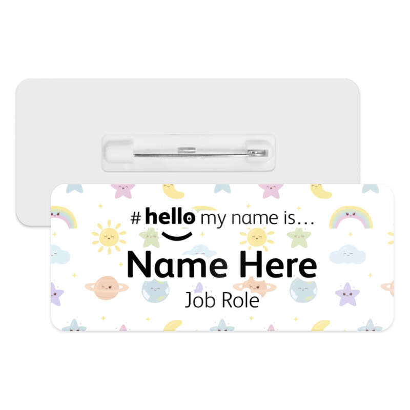 #hello my name is... Name Badge - Kawaii Weather & Space Icons