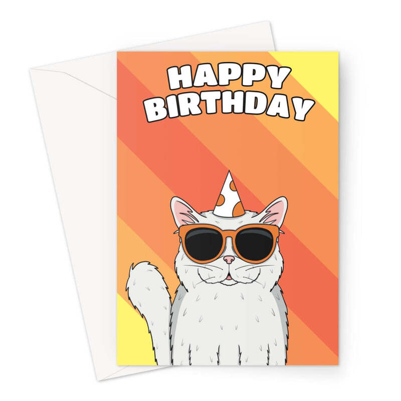 Persian Cat Birthday Card - A5 Portrait - 1 Card