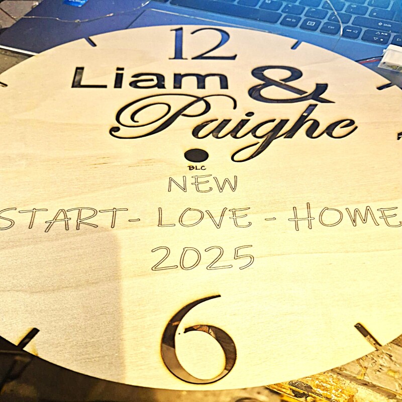 Personalised Wooden LED Wall Clock – Custom Engraved Gift for Home & Weddings