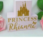 Princess Wood Blocks, New Baby Gift, Princess Nursery Decor, Girls Princess Room