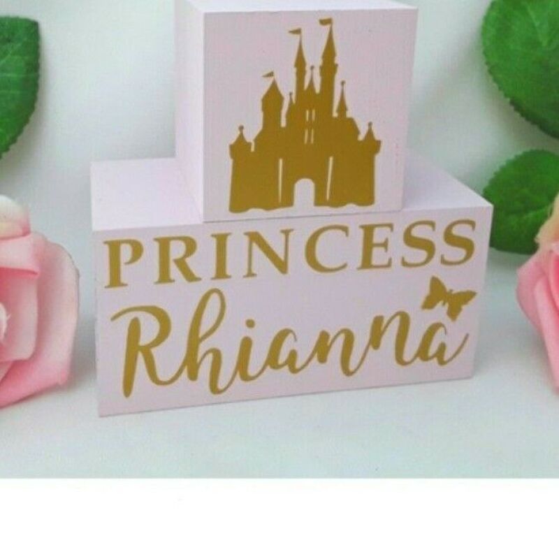 Princess Wood Blocks, New Baby Gift, Princess Nursery Decor, Girls Princess Room - Without gift wrap