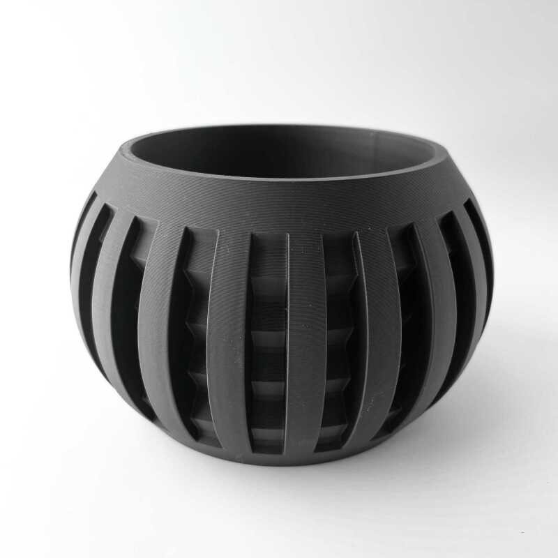 The Amada Planter Pot with Drainage Tray & Stand for Plants - Black - 3"
