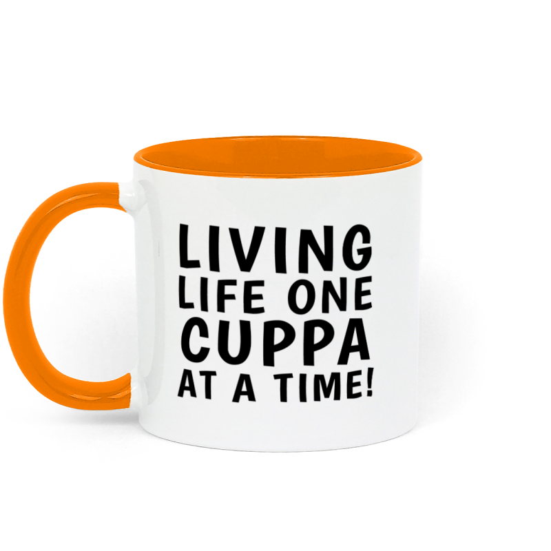 Funny Mug - Living Life One Cuppa At A Time - White / Black - Ceramic