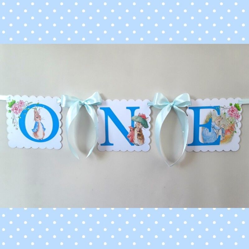 Personalised Peter Rabbit Banner,Peter R 1st Birthday Banner,Peter Rabbit Banner - No bows