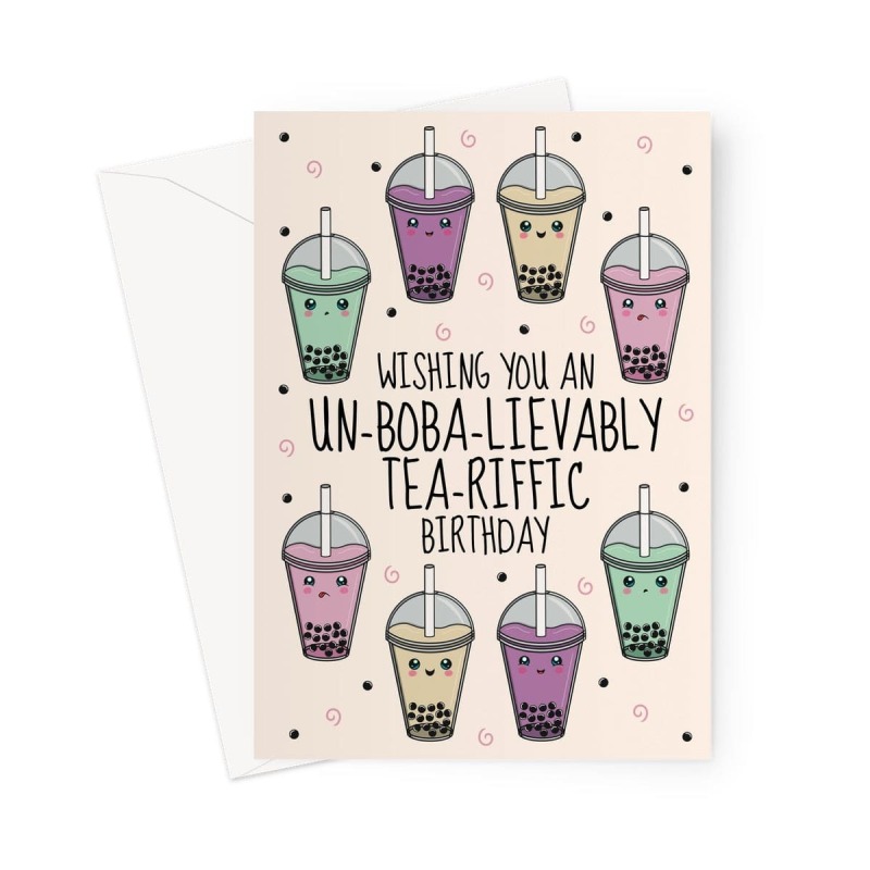 Bubble Tea Birthday Card - A5 Portrait - 1 Card