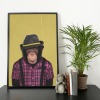 Monkey in clothes, animal print, wall art - A5 - Glossy - Blue