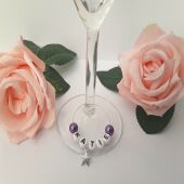 Personalised star glass charm,Star wine glass charm gift,Star charm gift