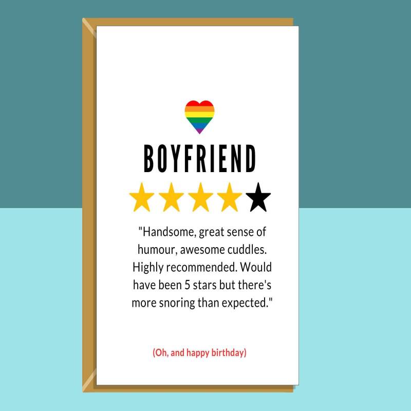 Funny LGBT Boyfriend Birthday Card - Personalised - Snoring - For Him - BF - On his birthday - Blank inside - Regular