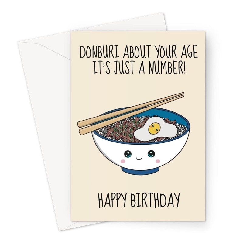 Donburi Curry Birthday Card - A5 Portrait - 1 Card