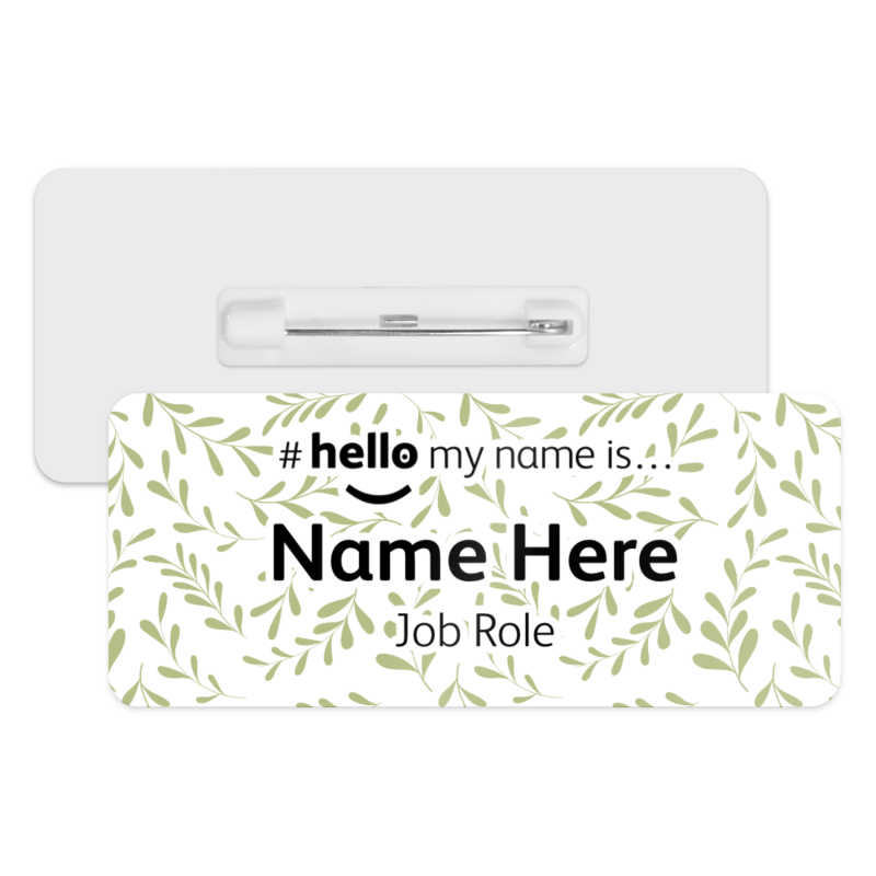 #hello my name is... Name Badge - Leaves Background