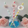 6 Personalised Dumbo Straws,ANY AGE Dumbo Birthday,Dumbo Straws, Dumbo Party Dec - Mix blue red yellow