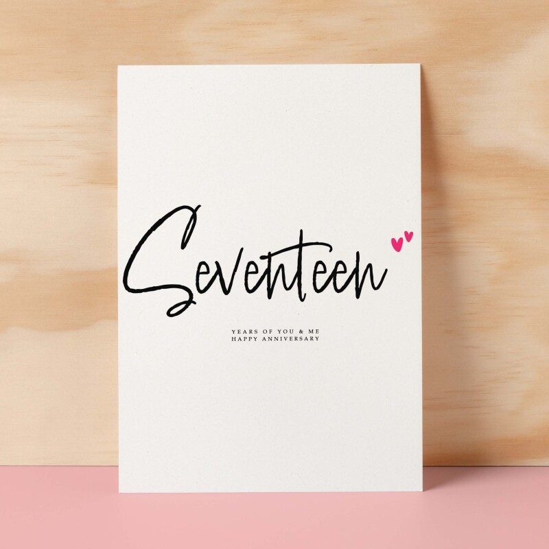 Seventeen Year Anniversary Card For Husband 17 Year Anniversary Card Boyfriend or Girlfriend Wedding Anniversary Card For Wife - Small (4x6) / Blank Message