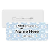 #hello my name is... Name Badge - Owls, Moons & Stars Background