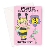 Cute Bumble Bee 3rd Birthday Card For Daughter