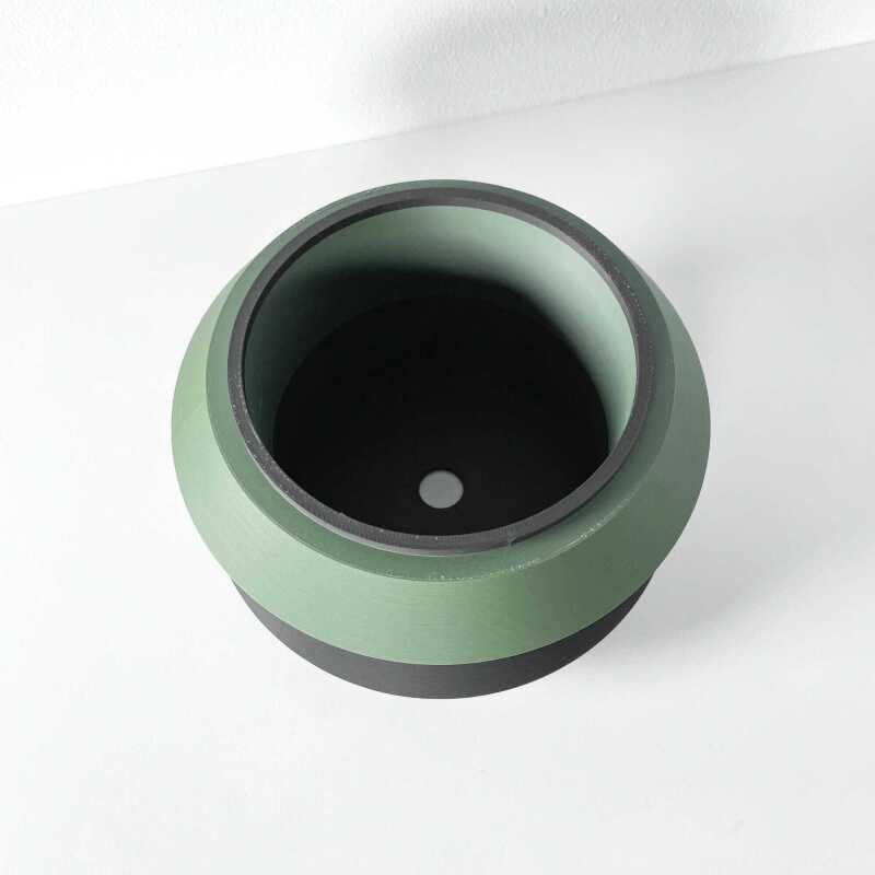 The Grafel Planter Pot with Drainage Tray & Stand Included - Matte Dark Green - 3"