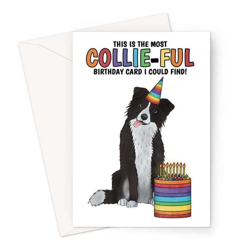 Funny Border Collie Dog Birthday Card - A5 Portrait - 1 Card