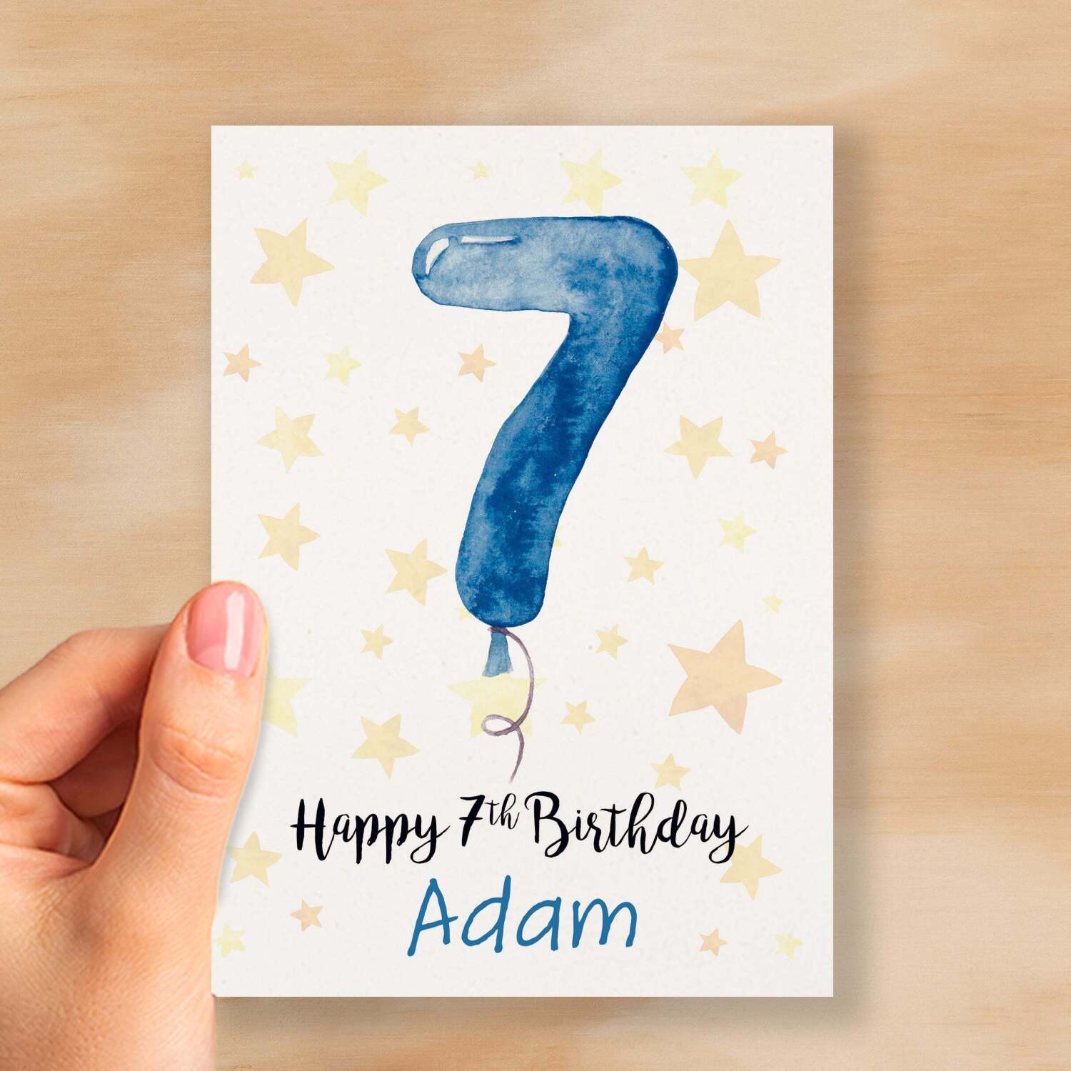 Personalised 7th Birthday Card For Boy Custom Name Card For Boy Seventh Birthday Card For Child Birthday Card for Boy Custom 7th Birthday - Small (4x6) / Blank Message