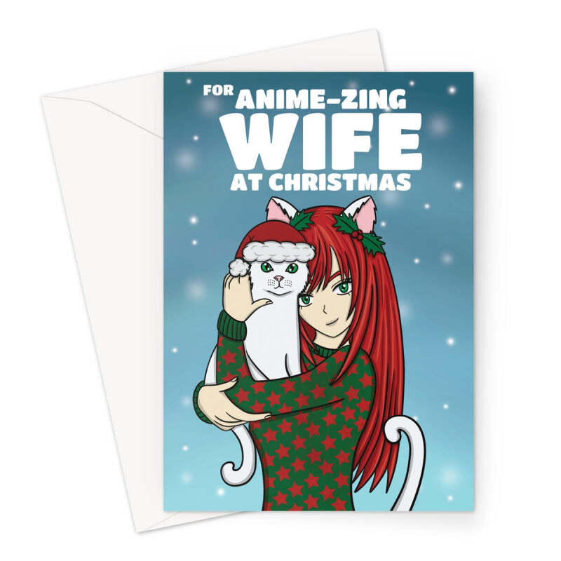 Anime Obsessed Wife Christmas Card - A5 Portrait - 1 Card