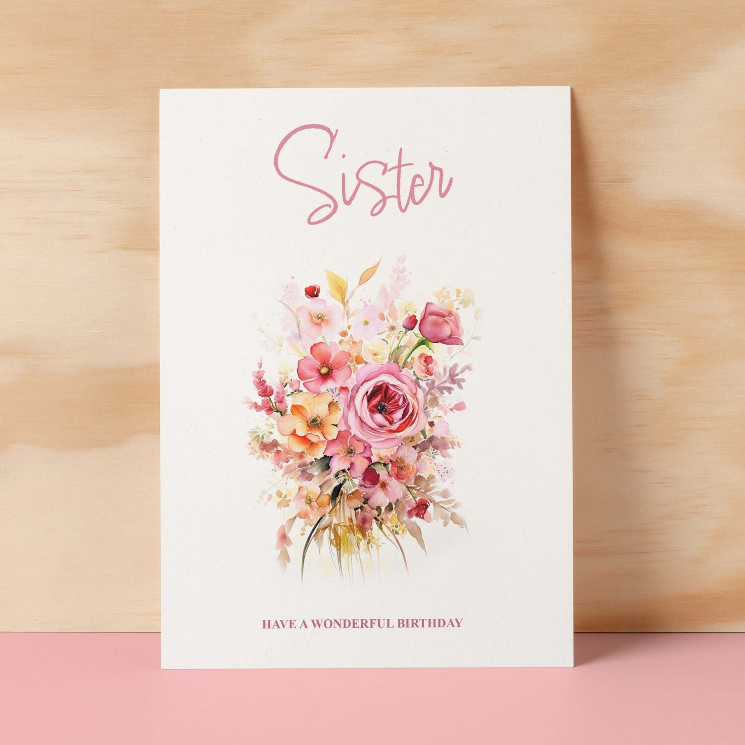 Birthday Card For Sister Card For Her Card for Sister Luxury Card For Sister Birthday Card for Loved One Sister Card Birthday Flower Card - Small (4x6) / Blank Message