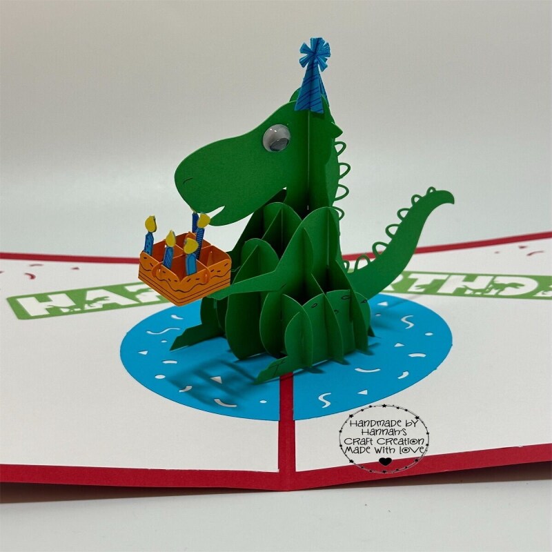 Roar-some Jurassic Birthday Surprise: Handcrafted Pop Up Dino Card