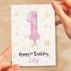 Personalised 1st Birthday Card For Girl Custom Name Card For Girl First Birthday Card For Baby Card for Baby Girl Custom 1st Birthday - Small (4x6) / Blank Message