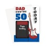 Dad 50th Birthday Card Rock Guitar - A5 Portrait - 1 Card