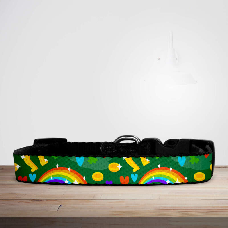 Rainbows, Horseshoes & Gold - St Patrick's Day Dog/Puppy Collar - Small (29cm-46cm)