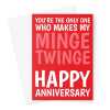 Rude Anniversary Card - Minge Twinge - A5 Portrait - 1 Card