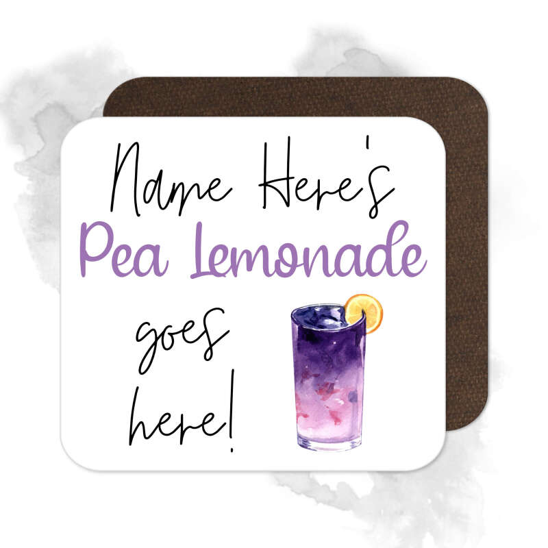 Personalised Drinks Coaster - Name's Pea Lemonade Goes Here!