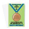 Happy Birthday Card For Brother-in-law- Funny Well Done Medal - Green - A5 Greeting Card - A5 Portrait - 1 Card