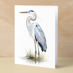 Heron Notelet Card For Anyone Any Occasion Card For Her or For Him 5x7, A6 Card For Birthday or Easter Card Thank You Card Wildlife - Small (4x6) / Blank Message