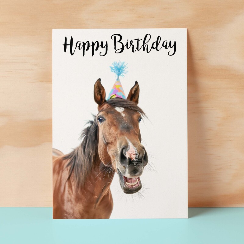 Birthday Card For Horse Lover Card For Pony Owner Birthday Card For Mum or Sister Happy Birthday Card For Friend - Small (4x6) / Blank Message