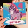 Have a magical birthday unicorn, rainbows, any age, 6th, 7th, 8th, 9th child's, children's, kids birthday card (Size A6/A5/A4/Square 6x6") - A6: Single card