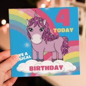 Have a magical birthday unicorn, rainbows, any age, 6th, 7th, 8th, 9th child's, children's, kids birthday card (Size A6/A5/A4/Square 6x6")