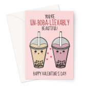 Cute Boba Bubble Tea Valentine's Day Card