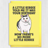 A little birdie told me it was your birthday, now there’s no more little birdie card - A6: Single card